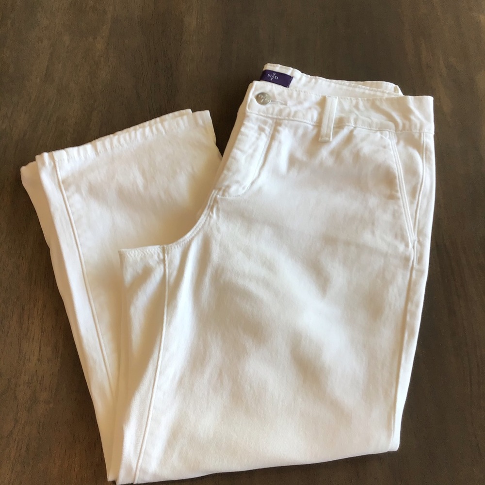 NYDJ Relaxed Crop Stretch Chino Pants White SZ 4
